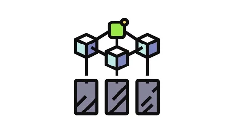 Decentralized app application color icon animation Stock Footage 326108190