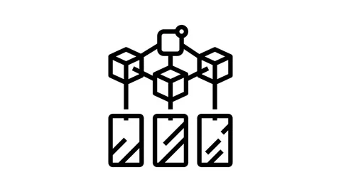 Decentralized app application line icon animation Stock Footage 326125706