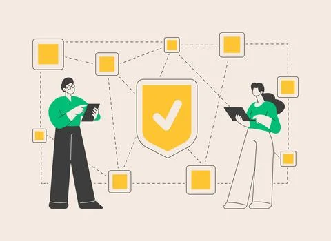 Decentralized application abstract concept vector illustration. Stock Illustration