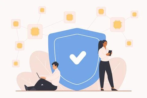 Decentralized application development, multiple users, open source and tiny Stock Illustration