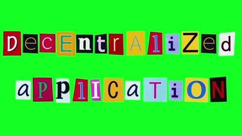 Decentralized application phrase on alpha channel background made of moving Stock Footage 312358319