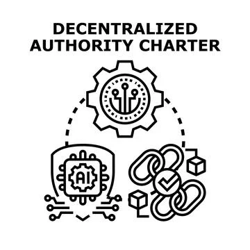 Decentralized authority charter concept with digital blockchain elements イラスト素材