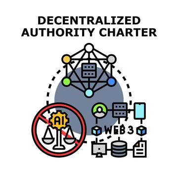 Decentralized authority charter concept for web3 technology Stock Illustration