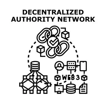 Decentralized authority network future blockchain technology concept Stock Illustration