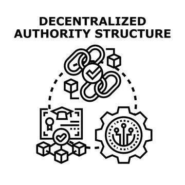 Decentralized authority structure concept for blockchain technology Stock Illustration