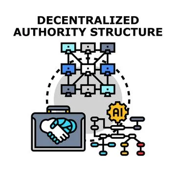 Decentralized authority structure establishing trust, collaboration Illustrazione stock