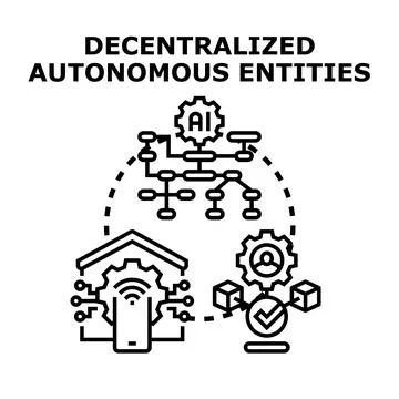 Decentralized autonomous entities operating digital network solutions Stock Illustration