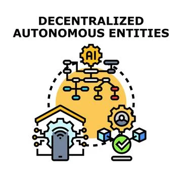 Decentralized autonomous entities operating digital network solutions Stock Illustration