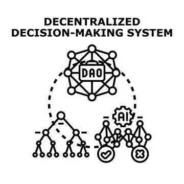 Decentralized autonomous organization - dao - concept leveraging blockchain t Stock Illustration