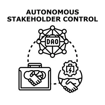 Decentralized autonomous organization - dao - concept combining a network str Stock Illustration