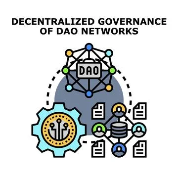 Decentralized autonomous organization dao network governance Stock Illustration