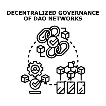 Decentralized autonomous organization governance and network concept Stock Illustration