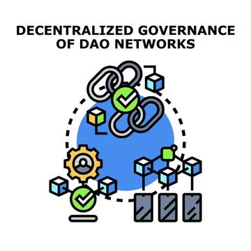 Decentralized autonomous organization governance and network concept Stock Illustration