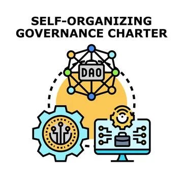 Decentralized autonomous organization governance charter development Stock Illustration