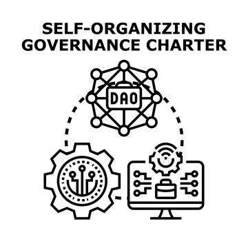 Decentralized autonomous organization governance charter development Stock Illustration