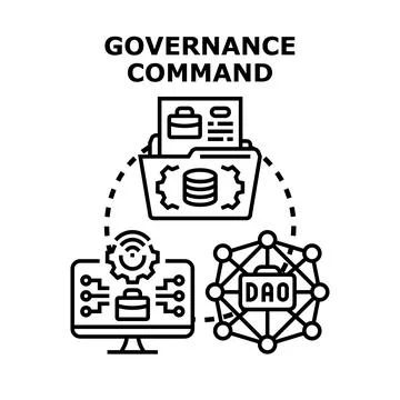 Decentralized autonomous organization governance command concept Stock Illustration