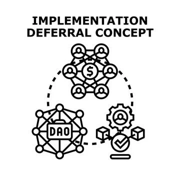Decentralized autonomous organization implementing deferral concept Stock Illustration