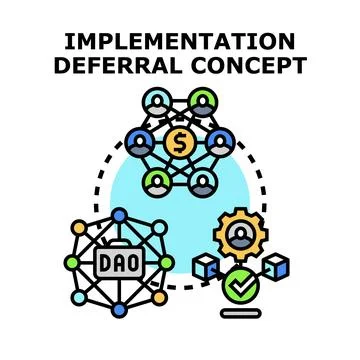Decentralized autonomous organization implementing deferral concept Stock Illustration
