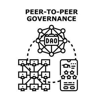 Decentralized autonomous organization implementing peer to peer governance Ilustração Stock