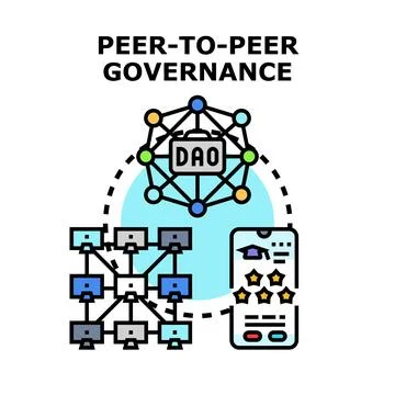 Decentralized autonomous organization implementing peer to peer governance Ilustração Stock