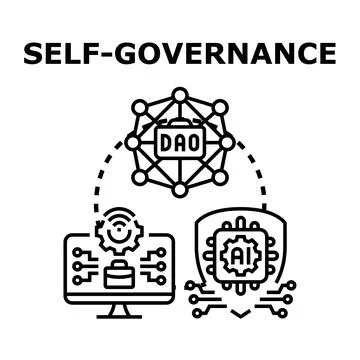 Decentralized autonomous organization managing digital self governance concep Stock Illustration