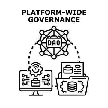 Decentralized autonomous organization managing platform governance Stock Illustration