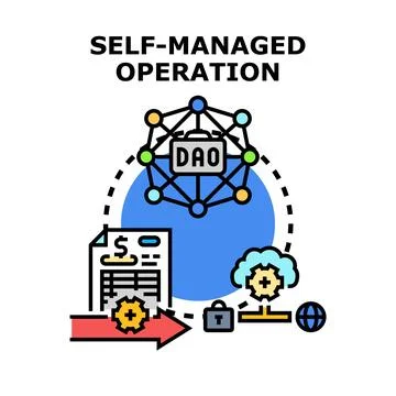 Decentralized autonomous organization managing self governed operations Stock Illustration