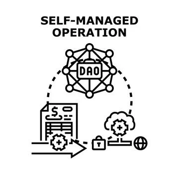 Decentralized autonomous organization managing self governed operations Stock Illustration