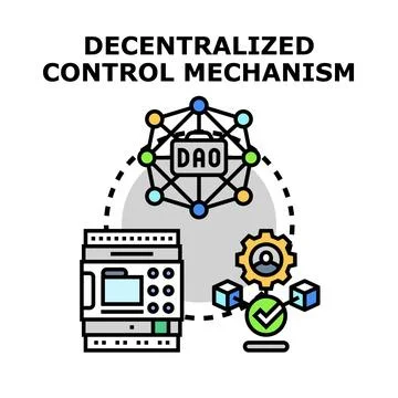 Decentralized autonomous organization mechanism for control Stock Illustration
