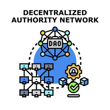 Decentralized autonomous organization network concept illustrating blockcha.. Stock Illustration