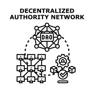 Decentralized autonomous organization network creating secure distributed led Illustrazione stock