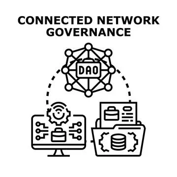 Decentralized autonomous organization network governance concept 库存插图