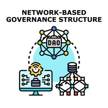 Decentralized autonomous organization network governance structure Stock Illustration