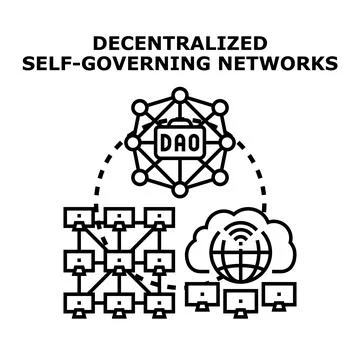 Decentralized autonomous organization operating global computer network Stockillustratie