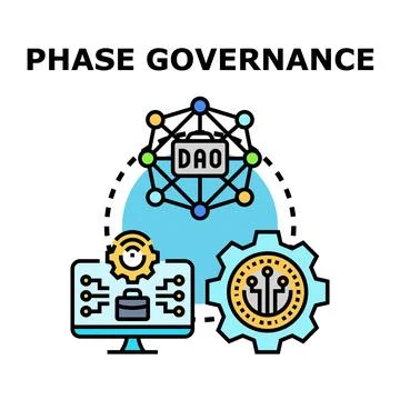 Decentralized autonomous organization phase governance concept illustration 库存插图