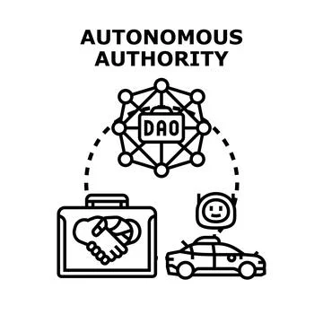 Decentralized autonomous organization regulating smart contracts and agreemen Stock Illustration
