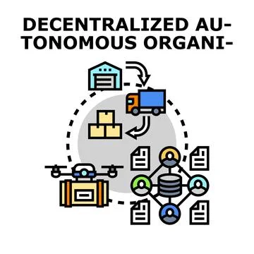 Decentralized autonomous organization system technology concept Illustrazione stock