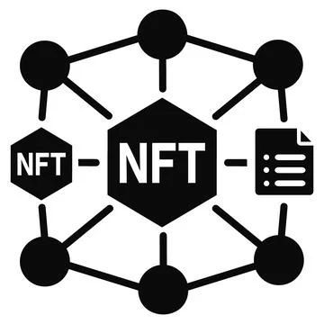 Decentralized blockchain network nft token distribution icon Illustrazione stock