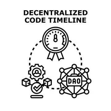 Decentralized code timeline blockchain development process Stock Illustration