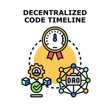 Decentralized code timeline blockchain development process Stock Illustration