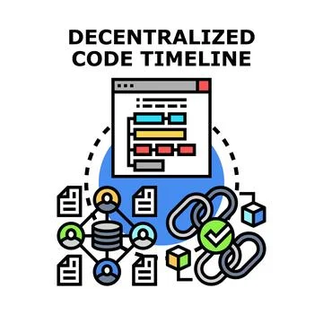 Decentralized code timeline concept for software development Stock Illustration