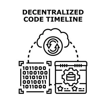 Decentralized code timeline developing system process Stock Illustration