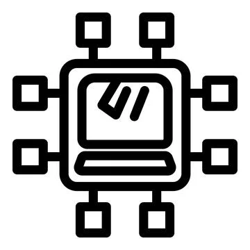 Decentralized computer network connecting multiple devices Stockillustratie