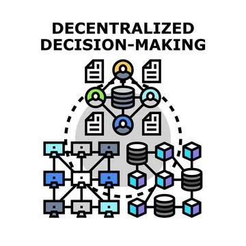 Decentralized decision making concept with network structure Stock Illustration