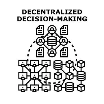 Decentralized decision making concept with network structure Stock Illustration