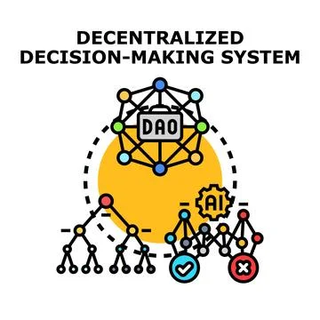 Decentralized decision making system with artificial intelligence and block.. 스톡 일러스트