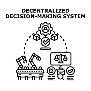 Decentralized decision making system managing blockchain process Stock Illustration