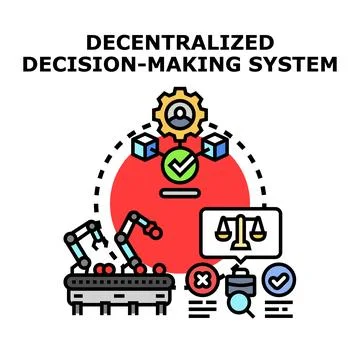 Decentralized decision making system managing blockchain process Stock Illustration