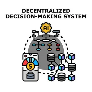 Decentralized decision making system using network technology Stock Illustration