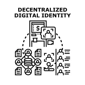 Decentralized digital identity blockchain technology ecosystem concept Stock Illustration
